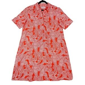 Chico's Paisley Linen Popover Dress Travel Resort Wear Coastal Grandma - Sz 12